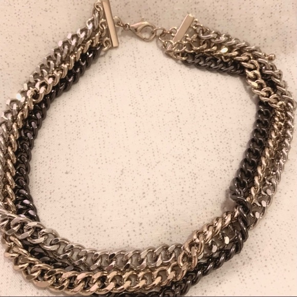 Triple Chain Tricolour Necklace - Picture 5 of 6